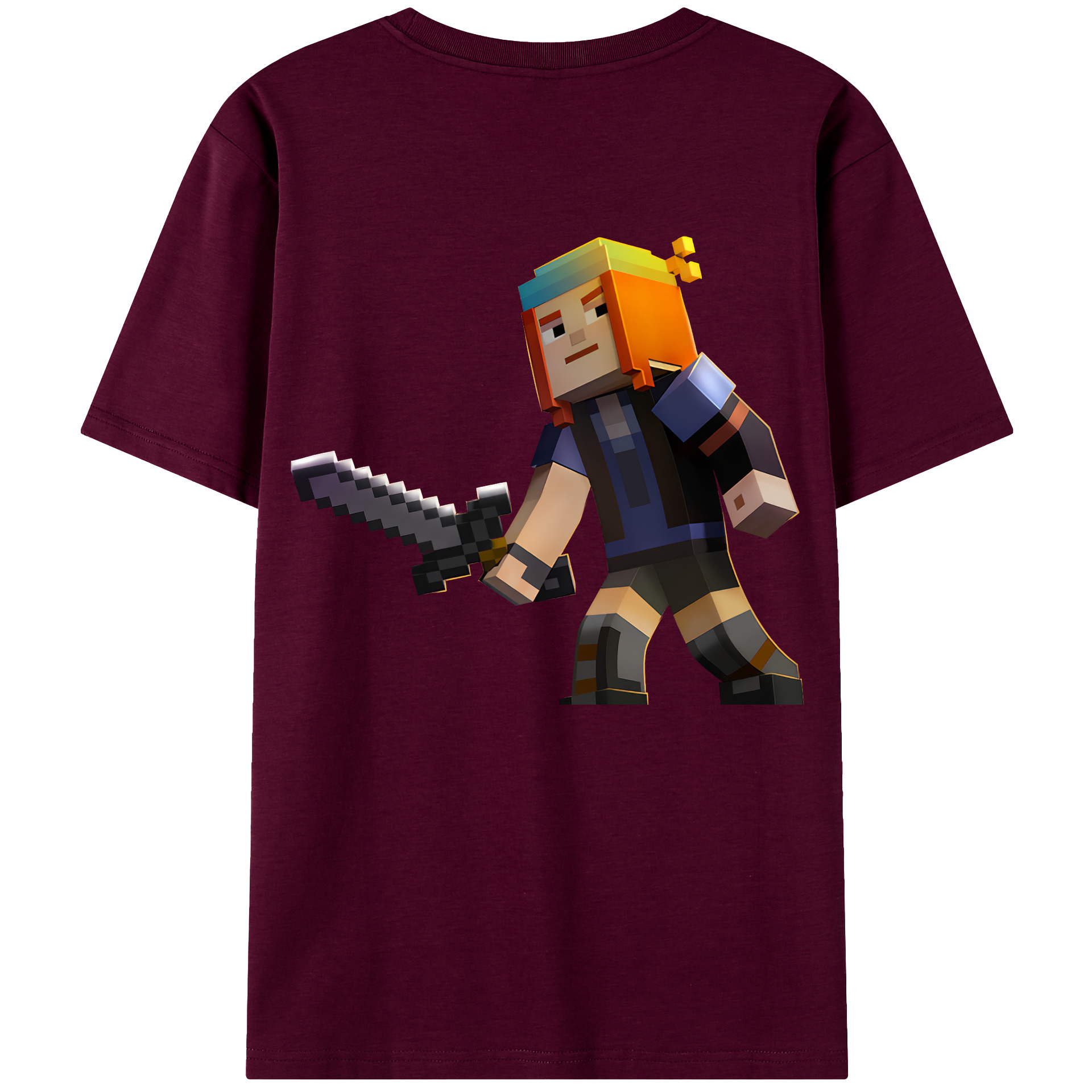 （画像用） マインクラフト ブロックの世界 Minecraft MC Block world レディース半袖Tシャツ(バックプリント)